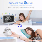 Projection Alarm Clock Digital FM Radio Dual Alarm Volume Snooze Time Humidity Temperature DisPlay