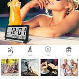 Loskii DC-11 Electronic Alarm Clock Travel Clock  Multifunction Silent LCD Digital Large Screen Folding Desk Clock With Temperature Date Time Calendar