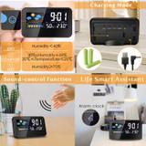 Loskii DC-002 Digital Weather Station Thermometer Hygrometer Alarm Clock with Colorful LED Display Smart Sound Control Calendar Backlight Function