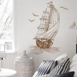 Sketch Sailboat Living Room Video Wall Decoration Bedroom Children Room Wall Stickers 40*60CM