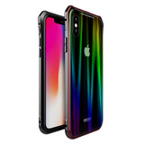 Luphie Protective Case For iPhone X Gradient Magnetic Adsorption Aluminum Tempered Glass Cover