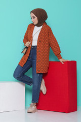 Pompom Patterned Hijab Cardigan Beige Women Short Cardigan Knitted Sweater Autumn Winter Long Sleeve V neck Jumper Cardigans