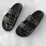 Women 2021 Fashion Slippers shoes woman Ladies Slides Sandals Summer Rivet Slides Outdoor Female Slippers Flip Flops Flats Shoes