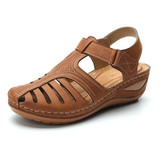 Woman Summer Leather Vintage Sandals Buckle Casual Sewing Women Shoes Female Ladies Platform Retro Sandalias Plus 35-44