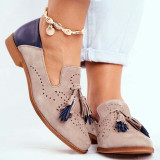 Penny Loafers Women Tassels Genuine Sheepskin Moccasin Pointed Toe Lady Flats Slip On Shoes Handmade