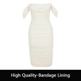 BEAUKEY 2020 Autumn Sexy  White Long Bodycon Bandage Dresses Women Off Shoulder Party Club Celebrity High Quality Vestido XL