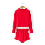 Women Contrast Binding Fitted Top & Shorts Set