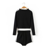 Women Contrast Binding Fitted Top & Shorts Set