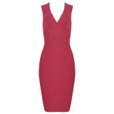 BEAUKEY Summer Women Bandage Dress Vestidos 2020 Red Orange Tank Sexy Deep V-Neck Sleeveless Bodycon Celebrity Runway Party Dres