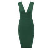 BEAUKEY Summer Women Bandage Dress Vestidos 2020 Red Orange Tank Sexy Deep V-Neck Sleeveless Bodycon Celebrity Runway Party Dres