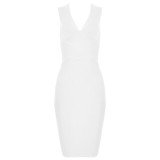 BEAUKEY Summer Women Bandage Dress Vestidos 2020 Red Orange Tank Sexy Deep V-Neck Sleeveless Bodycon Celebrity Runway Party Dres