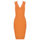 BEAUKEY Summer Women Bandage Dress Vestidos 2020 Red Orange Tank Sexy Deep V-Neck Sleeveless Bodycon Celebrity Runway Party Dres