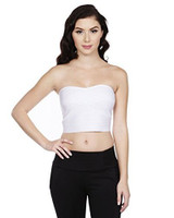 Rayon Sexy Women's 2016 New Fashion Short Strapless Sexy Women Top Bandage Elastic Crop Top Nude Red White Black