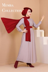 Gathered Sleeve Hijab Dress Dubai Abaya Muslim Sets Fashion Abayas for Vestidos Musluman Dress Women Kaftan Musulman Hijab Robe