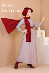 Gathered Sleeve Hijab Dress Dubai Abaya Muslim Sets Fashion Abayas for Vestidos Musluman Dress Women Kaftan Musulman Hijab Robe
