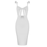 2021 Winter High Quality Sexy White Black Women's Bandage Dress Vestido Ladies Elegant Designer Bodycon Hollow Party Dress