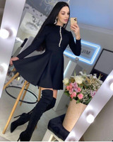 2021 Sexy Red Long Sleeve V Neck High Quality A Line Bandage Dress Fashion Evening Party Vestido Mini Club