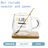 Coffee Glass Mug Black White Letter Milk Tea Coffee Cup Cocktail Glass Crystal Transparent Mugs Handle Drinkware Couple Gifts