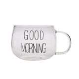 Coffee Glass Mug Black White Letter Milk Tea Coffee Cup Cocktail Glass Crystal Transparent Mugs Handle Drinkware Couple Gifts