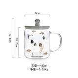 Cartoon Cat Glass Cup Creative Coffee Mug Lid Floating Wine Glass Transparent Easy Juice Mugs Vaso Cerveza Home Decor AC50GC