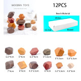 16 Piece Nordic Style Stacking Wooden Stones Set Balancing Blocks Block Natural Wood Toy Open-ended Educational Montessori Toy