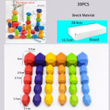 16 Piece Nordic Style Stacking Wooden Stones Set Balancing Blocks Block Natural Wood Toy Open-ended Educational Montessori Toy