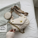 Small PU Leather Shoulder Bag For Women 2020 new purse and Handbags Female Travel Crossbody Bag ladies chain Sling bag 2 PCS/SET