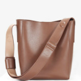 Coated Cowhide Leather Bag Solid Color Women Composite Bag Large Capacity Women Shoulder Bag 2020 New Arrival Bucket Bag