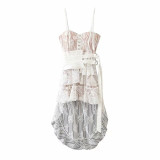 Bazaleas Elegant Lace spaghetti strap Summer dress Slim vestidos Vintage Fashion Girdle Beach Dress Sexy Summer Dress