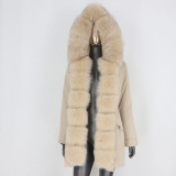 BLUENESSFAIR 2020 Waterproof Long Parka Real Fur Coat Natural Fox Fur Collar Hood Outerwear Winter Jacket Women Warm Streetwear