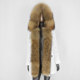 BLUENESSFAIR 2020 Waterproof Long Parka Real Fur Coat Natural Fox Fur Collar Hood Outerwear Winter Jacket Women Warm Streetwear