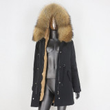 BLUENESSFAIR 2020 Waterproof Long Parka Real Fur Coat Natural Fox Fur Collar Hood Outerwear Winter Jacket Women Warm Streetwear