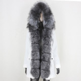 BLUENESSFAIR 2020 Waterproof Long Parka Real Fur Coat Natural Fox Fur Collar Hood Outerwear Winter Jacket Women Warm Streetwear