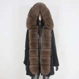 BLUENESSFAIR 2020 Waterproof Long Parka Real Fur Coat Natural Fox Fur Collar Hood Outerwear Winter Jacket Women Warm Streetwear