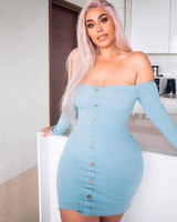 2020 Autumn Sexy Slim Dress Women Solid Color Off Shoulder Long Sleeve Sexy Slash Neck Bodycon Dresses Mini Party Dress Vestidos 2020 Autumn Sexy Slim Dress Women Solid Color Off Shoulder Long Sleeve Sexy Slash Neck Bodycon Dresses Mini Party Dress Vestidos