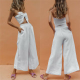 2019 Women Casual Palazzo High Waist Loose Pants Ladies Fashion Loose Beach Wide Leg Trousers Females New Loose Pants Hot Sale