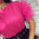 Hot Sale Sexy T-Shirt Women Short Sleeve T Shirt Mesh Tee Tops Ladies Crew Neck Club Party Wear Summer Ladies Casual T Shirts