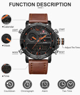 Mens Watches To Luxury Brand Men Leather Sports Watches NAVIFORCE Men's Quartz LED Digital Clock Waterproof Military Wrist Watch