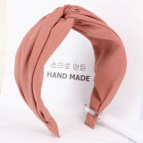 Haimeikang Solid Color Cloth Cross Hairband Headband Turban for Women Lady Wide Plastic Hair Hoop Bezel Hair Bands Accessories