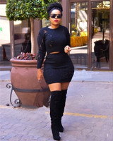 Women Autumn Knitted Dress Sexy 2 Piece Set Fashion Hollow Out Holes Bodycon Mini Dress Sexy Crop Top Ladies Two Piece Set