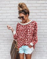 2019 Hot fashion women Sweatshirt round neck print leopard jersey sweater loose shirt 5 colors