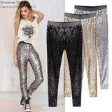 Colysmo Sequin Trousers Women Sparkle Metallic Pants Women Sequin Pants Skinny Woman Trousers Stretch Pencil Pants High Waist