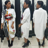 Long Sleeve Shirt Dress Women Autumn Fashion Stand Collar Button up Blouse Dress Ladies Streetwear Oversized Sequin Shirt Dress