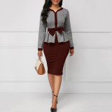 Clocolor Office Ladies Elegant Women Bodycon Tunic Autumn Long Sleeve High Waist Large Size Female Fashion Afircan Vintage Dress