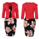Fantaist Women Fall One Piece Patchwork Floral Print Elegant Business Party Formal Office Plus Size Bodycon Pencil Work Dresses Fantaist Women Fall One Piece Patchwork Floral Print Elegant Business Party Formal Office Plus Size Bodycon Pencil Work Dresses