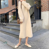 2019 Autumn Winter Casual Women Long Sweater Dress Vintage Turtleneck Knitted Dresses Loose Oversize Straight Midi Sweater Dress 2019 Autumn Winter Casual Women Long Sweater Dress Vintage Turtleneck Knitted Dresses Loose Oversize Straight Midi Sweater Dress