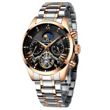 MEGALITH Men Fashion Automatic Mechanical Watch Waterproof Luminous Auto Date Week Moon Phase Watches Men Sport Tourbillon Clock