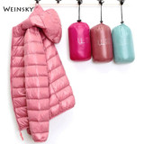Winter Women Ultralight Thin Down Jacket White Duck Down Hooded Jackets Long Sleeve Warm Coat Parka Female Portable Outwear