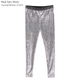 Colysmo Black Shiny Sequin Pants Women Elastic Waist Trousers Women Sexy Party High Waist Long Pencil Pants Gold Silver 2019 New
