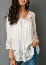 ZOGAA 2019 Fashion Women's Solid Blouse V-neck Lace Up Chiffon White Sweet Blouses Summer Clothing Womens Tops and Blouses